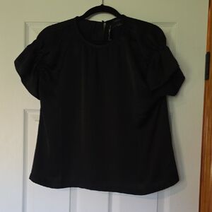 Ann Taylor Elegant Black Short Sleeve Blouse